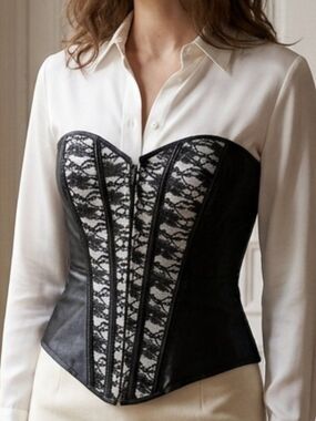 Be Wicked Black & Light Blue Lace Up Bustier Sequin Detail Size 34